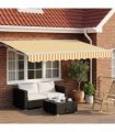 vidaXL Manual Awning Frame with LEDs Yellow and White 3 x 2.5 m