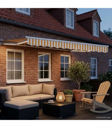 vidaXL Manual Awning Frame with LEDs Yellow and White 3 x 2.5 m