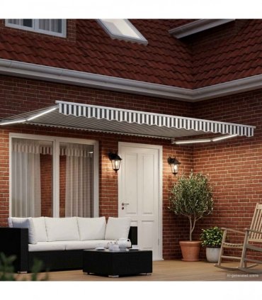 vidaXL Manual Retractable Awning with LEDs 5 x 3 m