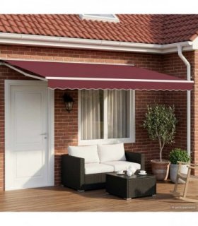 vidaXL Electric Retractable Awning Burgundy and White 4.5 x 3 m