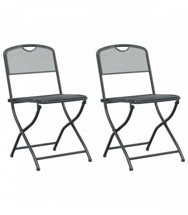 vidaXL Garden Chairs Folding 2 pcs Anthracite 52.5 x 46 x 82 cm Iron