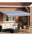 vidaXL Electric Retractable Awning Blue and White 3.5 x 2 m