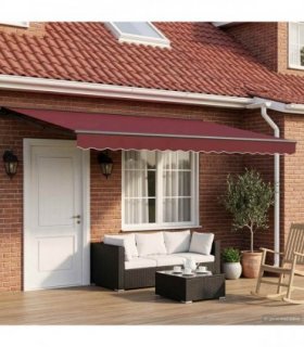 vidaXL Manual Awning Frame with LEDs Burgundy and Anthracite 4 x 3.5 m