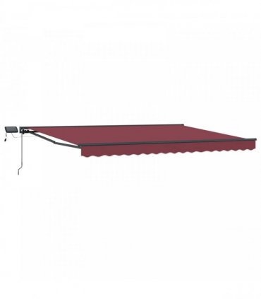 vidaXL Manual Awning Frame with LEDs Burgundy and Anthracite 4 x 3.5 m