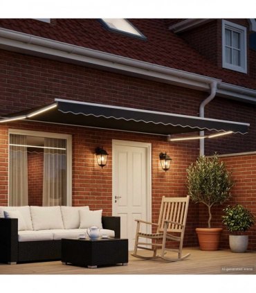 vidaXL Manual Retractable Awning with LEDs 4.5 x 3 m
