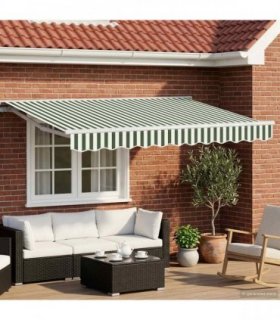 vidaXL Electric Retractable Awning Green and White 3.5 x 2.5 m