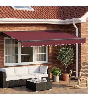 vidaXL Manual Awning Frame with LEDs Burgundy and Anthracite 2.5 x 2 m