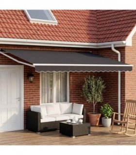 vidaXL Manual Retractable Awning with LEDs 5 x 3 m