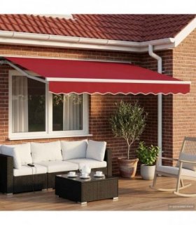 vidaXL Manual Awning Frame with LEDs Red and White 3.5 x 2.5 m