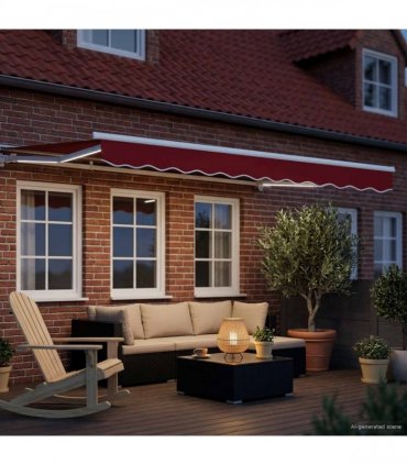 vidaXL Manual Awning Frame with LEDs Red and White 3.5 x 2.5 m