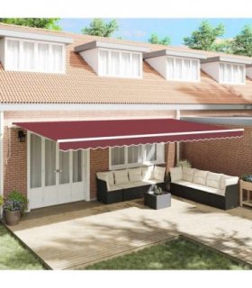 vidaXL Manual Retractable Awning Burgundy 600x300 cm