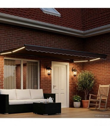 vidaXL Manual Retractable Awning with LEDs 4 x 3 m