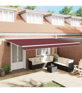 vidaXL Manual Retractable Awning Burgundy 500x300 cm