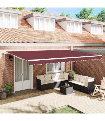 vidaXL Manual Retractable Awning Burgundy 500x300 cm