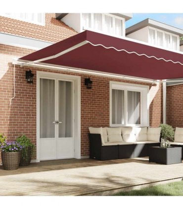 vidaXL Manual Retractable Awning Burgundy 500x300 cm