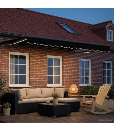 vidaXL Manual Retractable Awning with LEDs 3.5 x 2.5 m