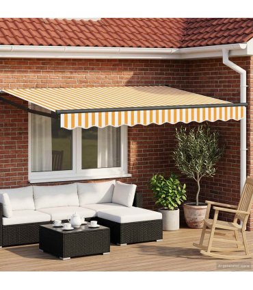 vidaXL Manual Retractable Awning with LEDs 3 x 2 m