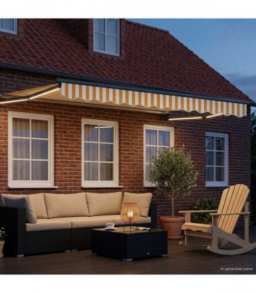 vidaXL Manual Retractable Awning with LEDs 3 x 2 m
