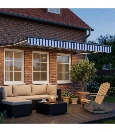 vidaXL Manual Retractable Awning with LEDs 3 x 2.5 m