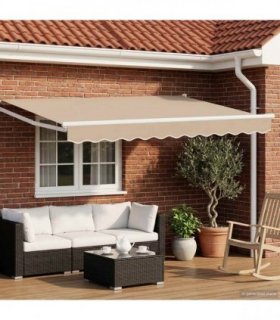 vidaXL Electric Retractable Awning Beige and White 3.5 x 2.5 m