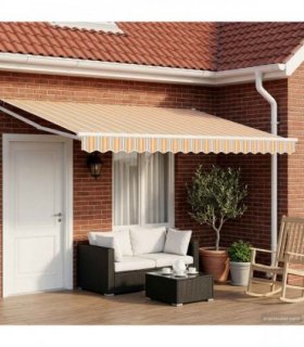 vidaXL Manual Retractable Awning with LEDs 4.5 x 3 m