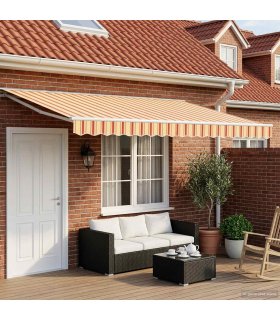 vidaXL Electric Retractable Awning Yellow, Orange and White 5 x 3 m