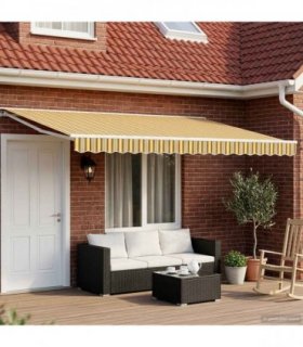 vidaXL Manual Awning Frame with LEDs Yellow, Grey and White 5 x 3.5 m