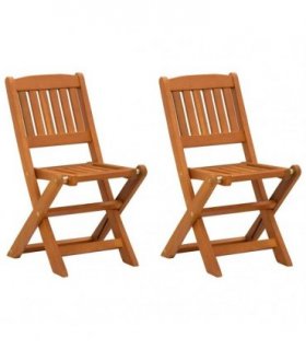 vidaXL Dining Chair | Set of 2 | Brown | Solid eucalyptus wood | Small