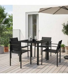 vidaXL Outdoor Furniture Set 5 pcs Black and Anthracite Textilene
