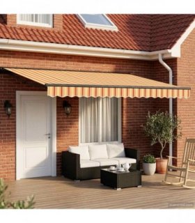 vidaXL Manual Awning Frame with LEDs 5 x 3 m Polyester with PU coating