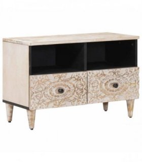 vidaXL TV Cabinet White 70 x 33.5 x 46 cm Solid Mango Wood