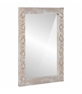 vidaXL Wall Mirror Rectangular White 70 x 50 cm Solid Mango Wood