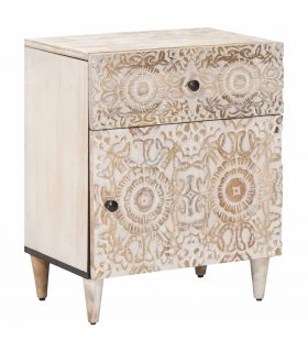 vidaXL Bed cabinet with Drawer White 50 x 33 x 60 cm Solid Mango Wood