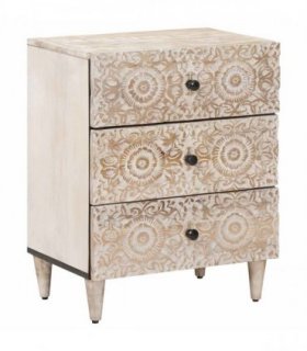 vidaXL Bed cabinet with Drawer White 50 x 33 x 60 cm Solid Mango Wood