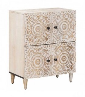vidaXL Sideboard with Storage White 60 x 33.5 x 75 cm Solid Mango Wood
