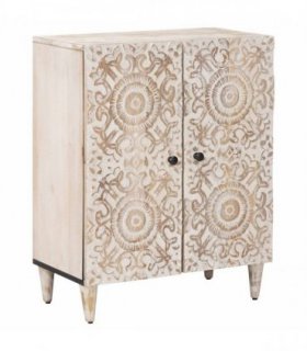 vidaXL Storage Sideboard White 60 x 33.5 x 75 cm Solid Mango Wood