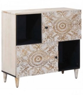 vidaXL Sideboard with Storage White 80 x 33.5 x 75 cm Solid Mango Wood