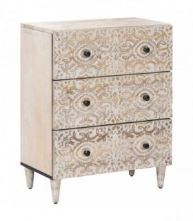 vidaXL Storage Sideboard White 60 x 33.5 x 75 cm Solid Mango Wood
