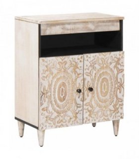 vidaXL Sideboard with Storage White 60 x 33.5 x 75 cm Solid Mango Wood