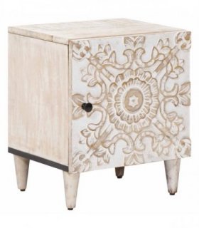 vidaXL Bedside Cabinet White 40 x 33.5 x 46 cm Solid Mango Wood