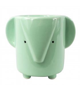 13cm Ceramic Blue Elephant Planter