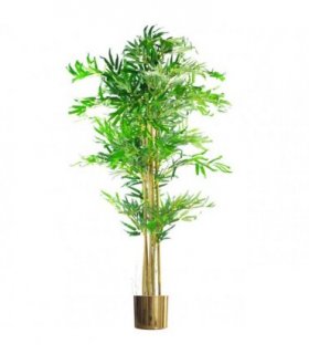 150cm (5ft) Natural Look Artificial Bamboo Plants Trees - XL with Gold Metal Planter