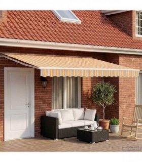 vidaXL Manual Awning Frame with LEDs Blue, Orange and White 4.5 x 3 m