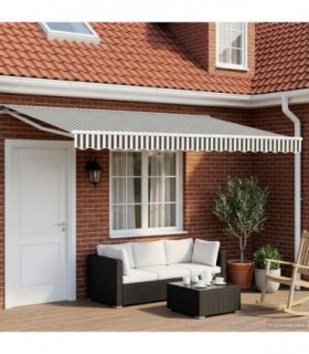 vidaXL Manual Awning Frame with LEDs Anthracite and White 4.5 x 3.5 m