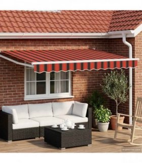 vidaXL Manual Retractable Awning with LEDs 3.5 x 2.5 m