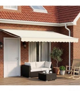 vidaXL Manual Awning Frame with LEDs Cream and White 4 x 3 m