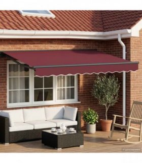 vidaXL Manual Awning Frame with LEDs Burgundy and Anthracite 3 x 2.5 m