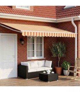 vidaXL Manual Retractable Awning with LEDs Multicolour 4.5 x 3 m