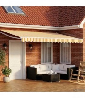vidaXL Manual Retractable Awning with LEDs Orange and White 4.5 x 3 m