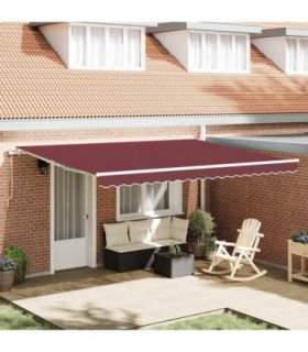 vidaXL Manual Retractable Awning Burgundy 450x300 cm